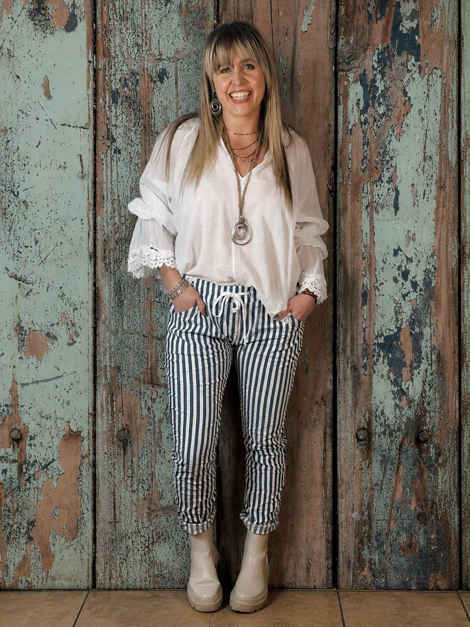Stripe Magic Pants Blue