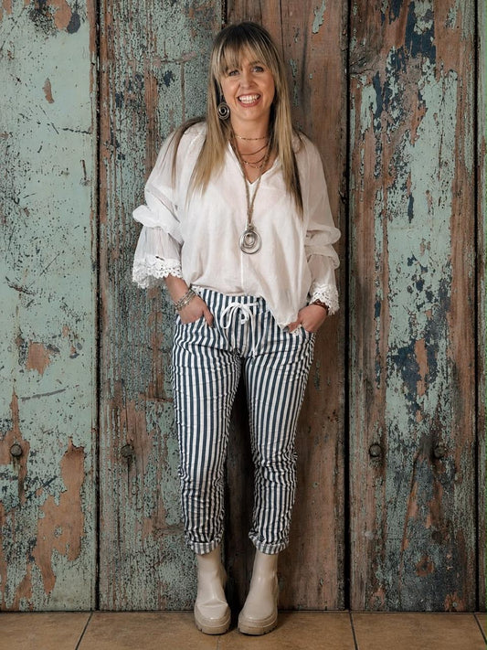 Stripe Magic Pants Blue
