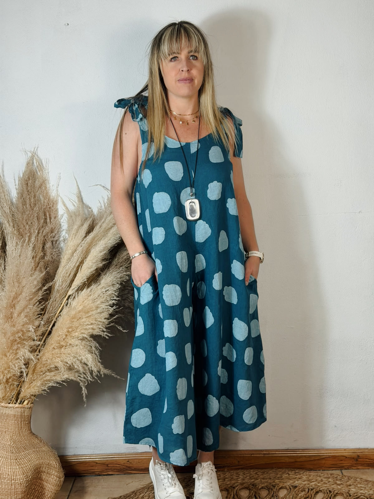 Polka Jumpsuit Teal