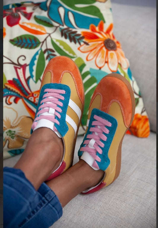 Shiloh amber  orange white and blue julz shoe