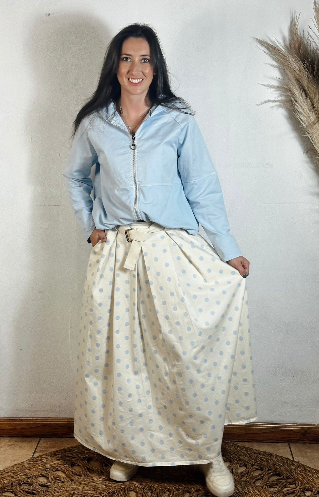Mandy Polka Skirt Beige