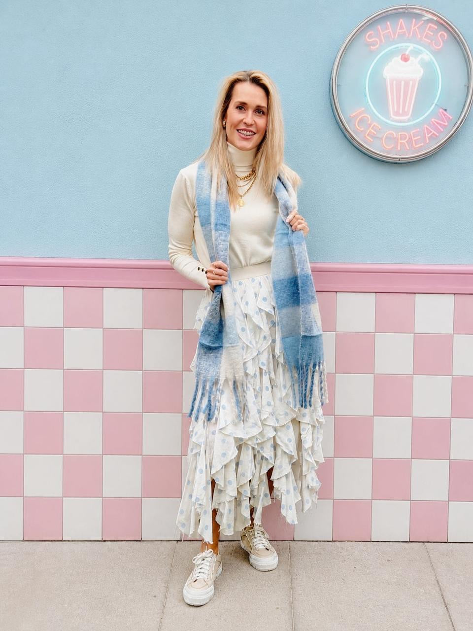 Funky Polka Skirt White