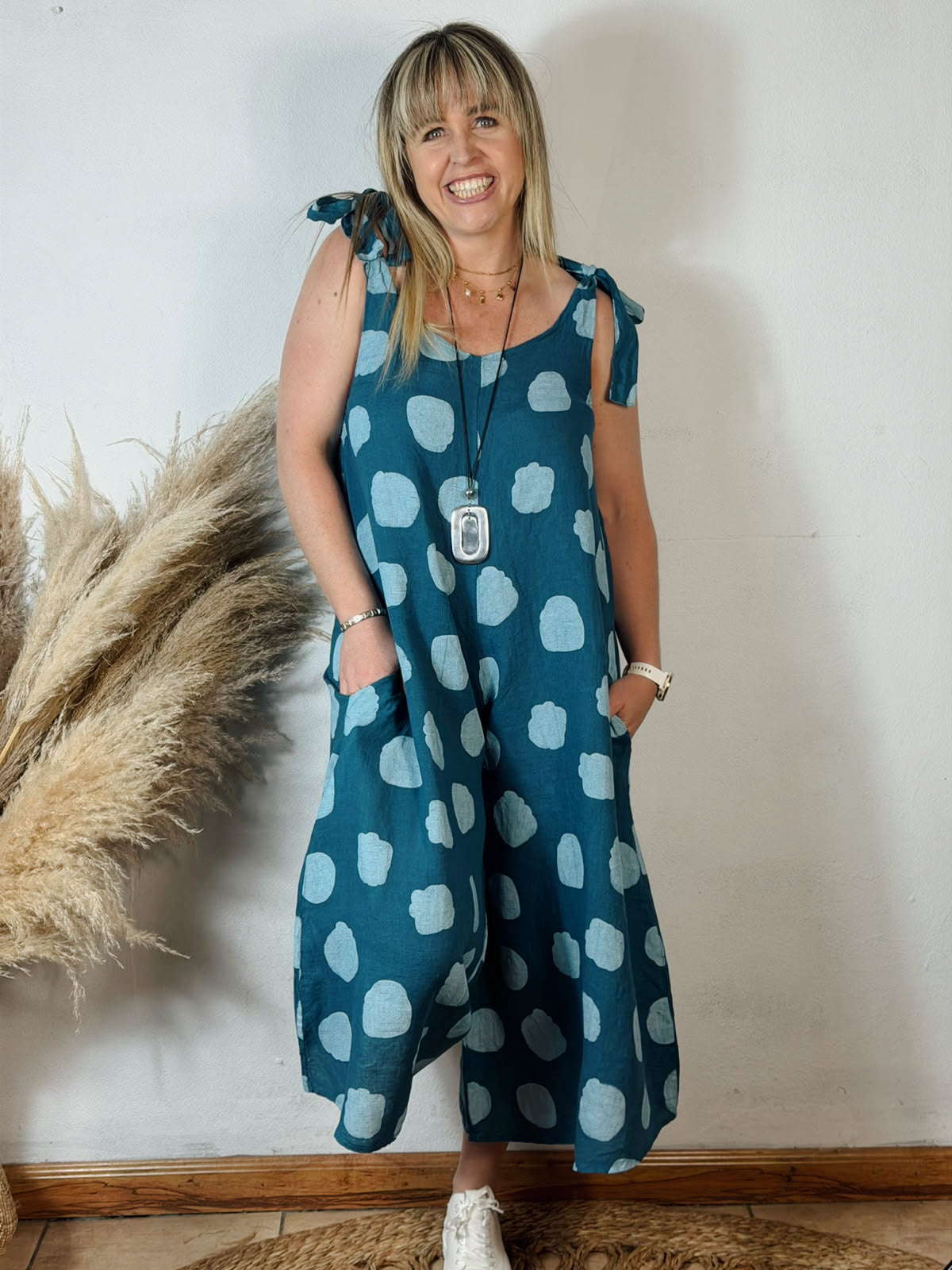 Polka Jumpsuit Teal