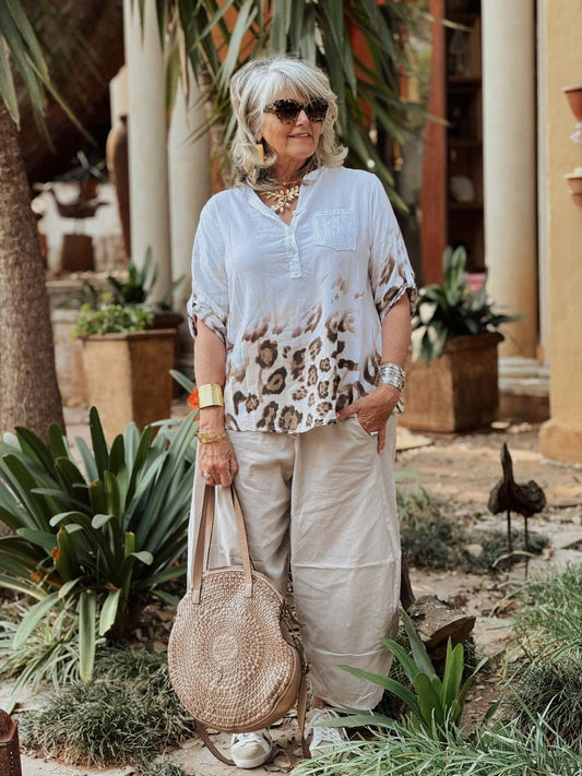 Leopard Glitter Pocket top