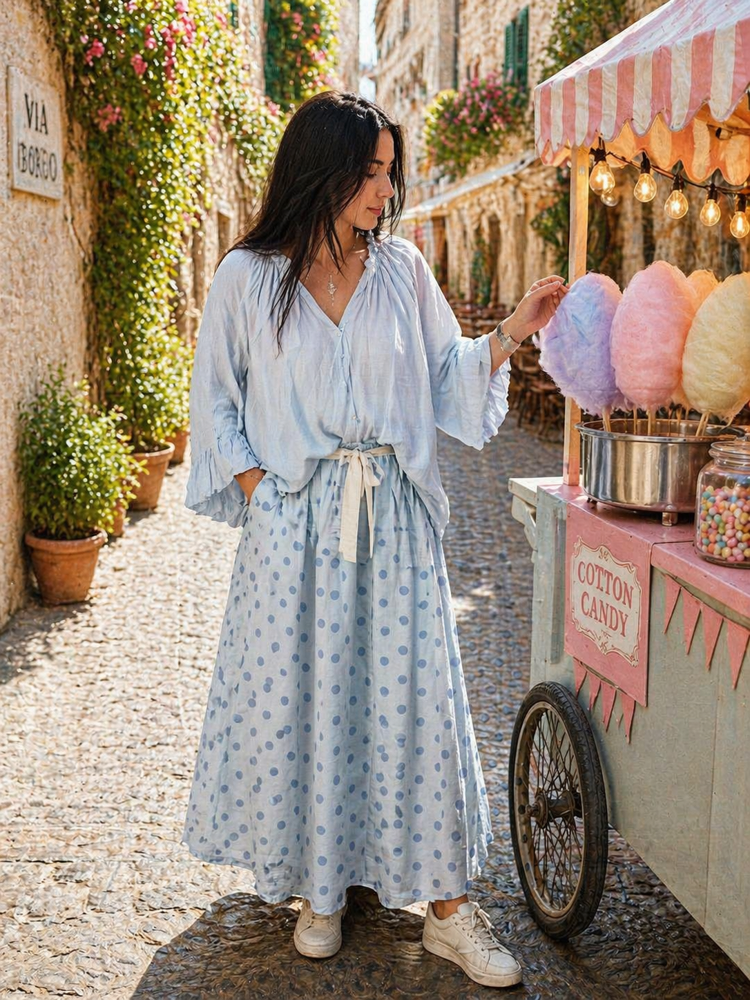 Mandy Polka Skirt Blue