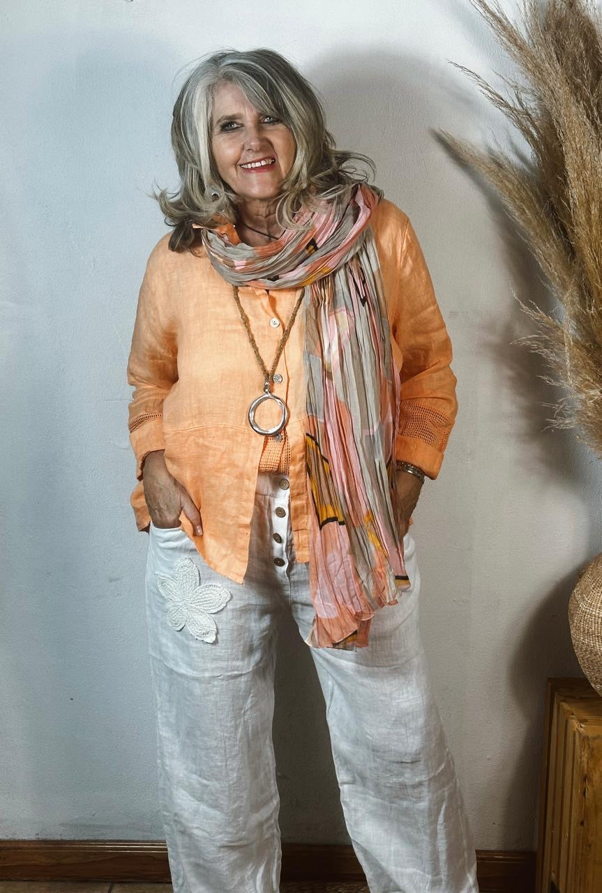 Michelle Linen Top Orange