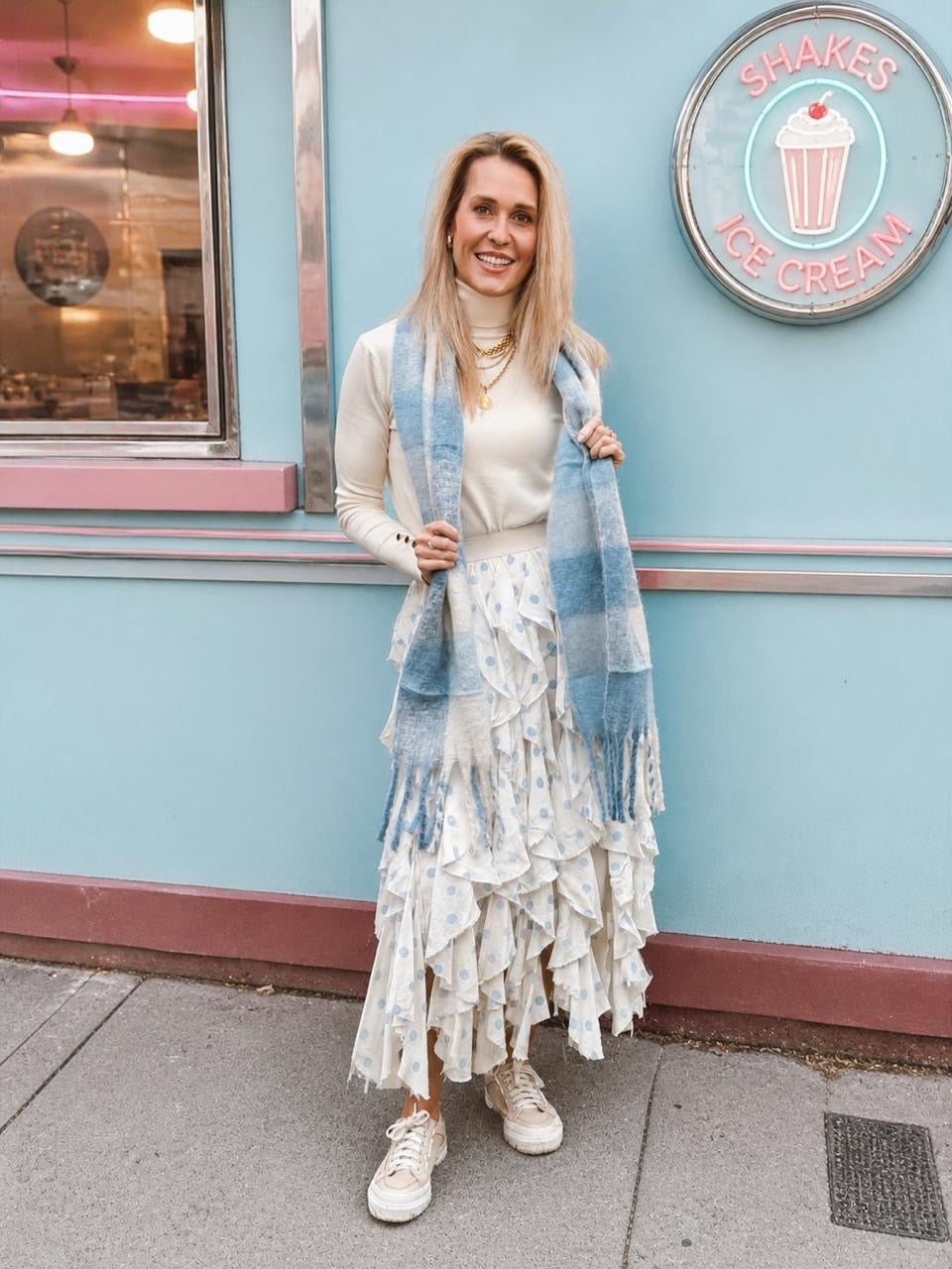 Funky Polka Skirt White