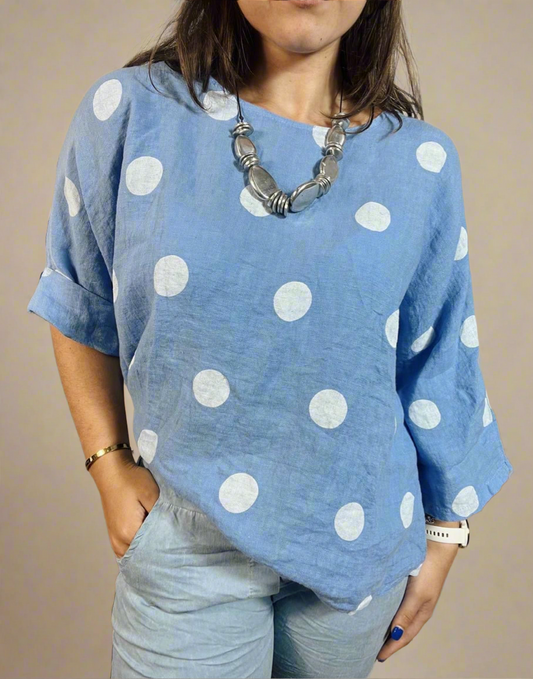 Polka Linen Top