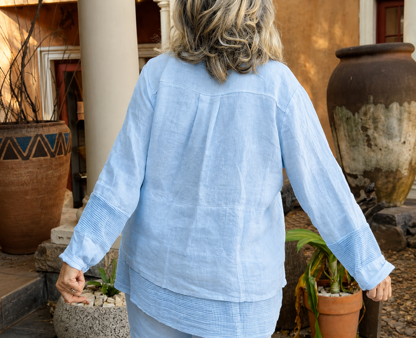 Michelle Linen Top Blue