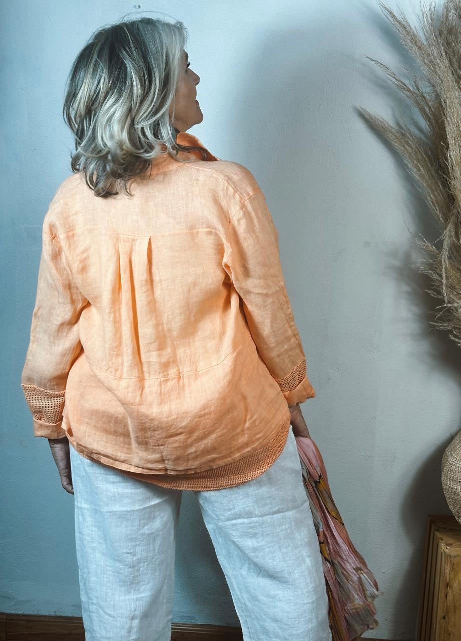 Michelle Linen Top Orange