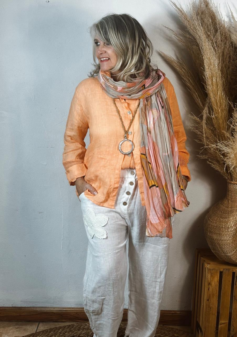 Michelle Linen Top Orange
