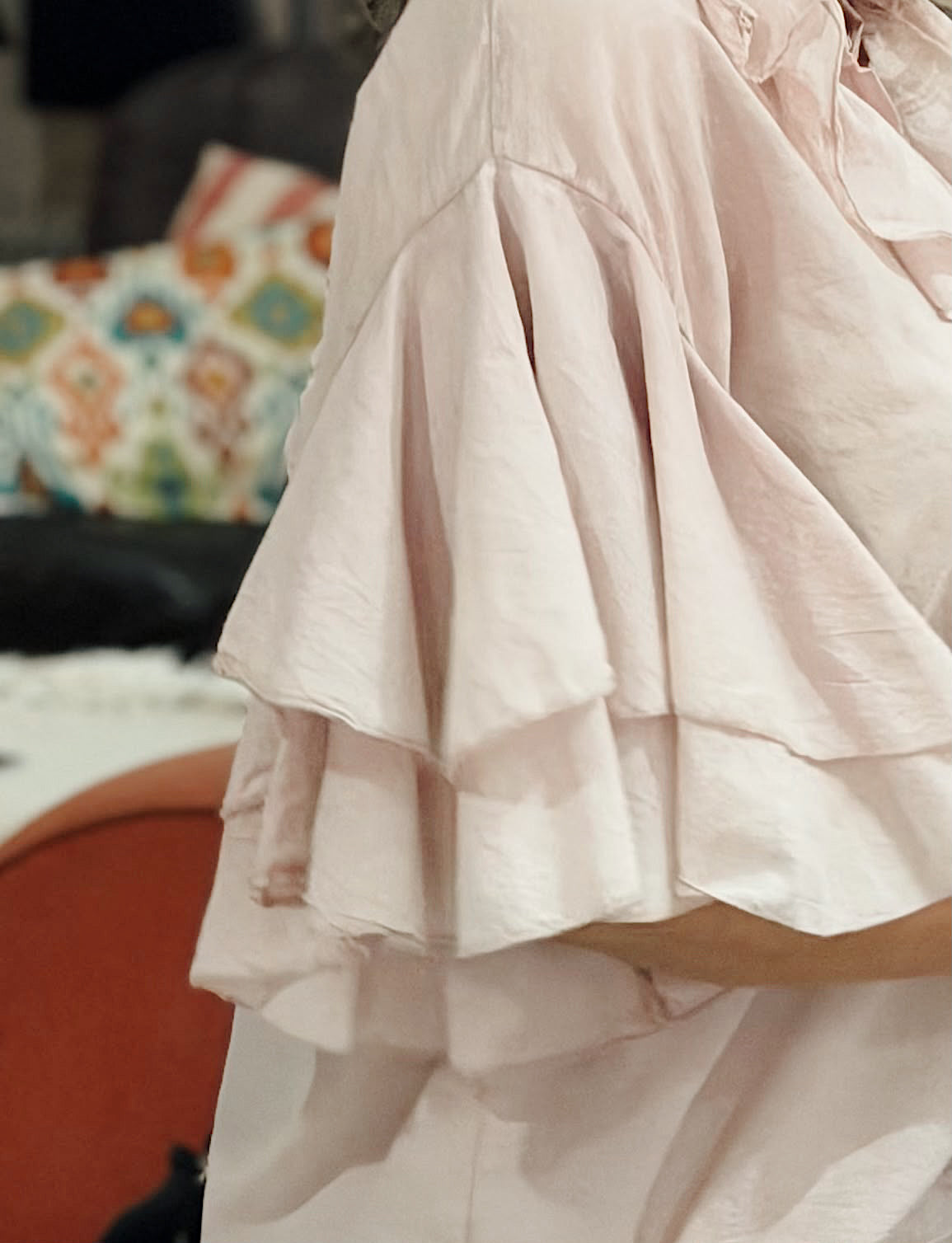Frill Short Sleeve Top Pink