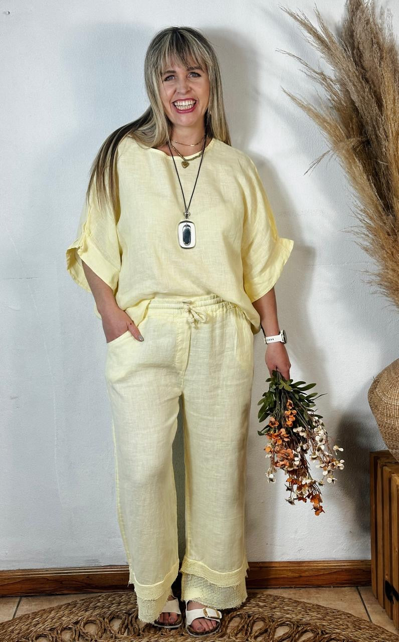 Della Linen Pants Yellow