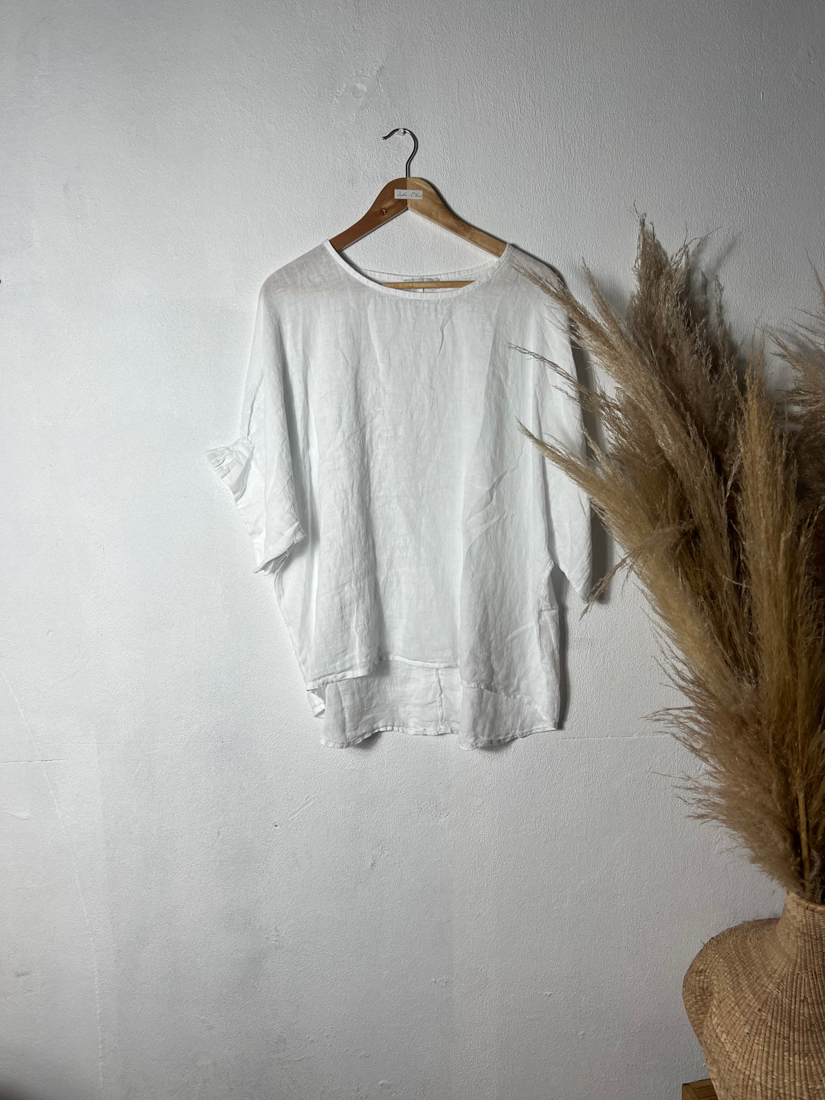 Della Linen Top White