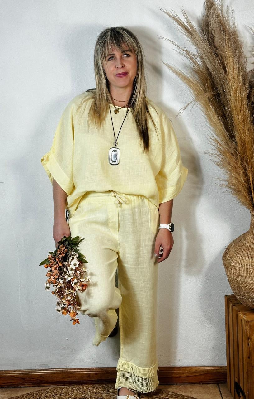 Della Linen Top Yellow