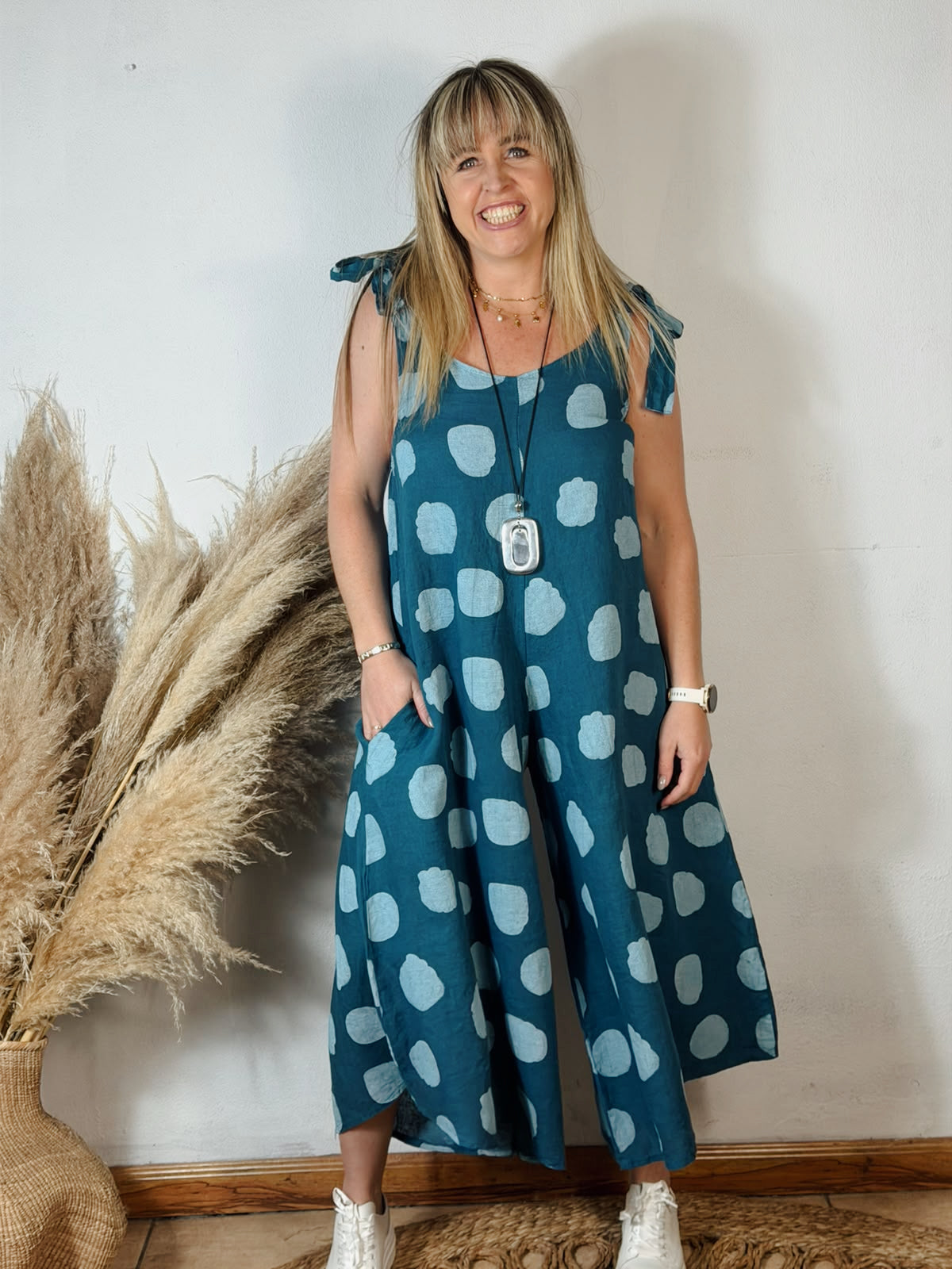 Polka Jumpsuit Teal