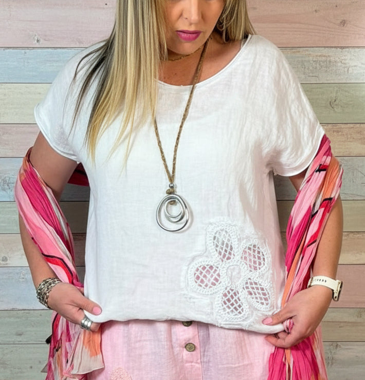 Embroided Top White