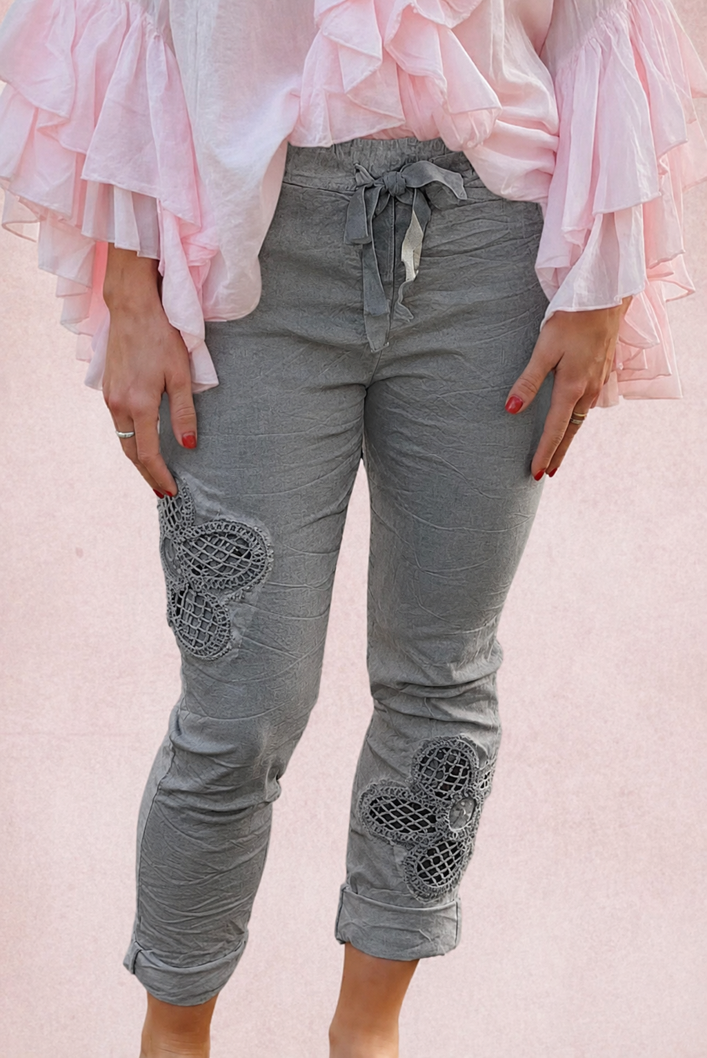 Embroided Magic Pants Grey