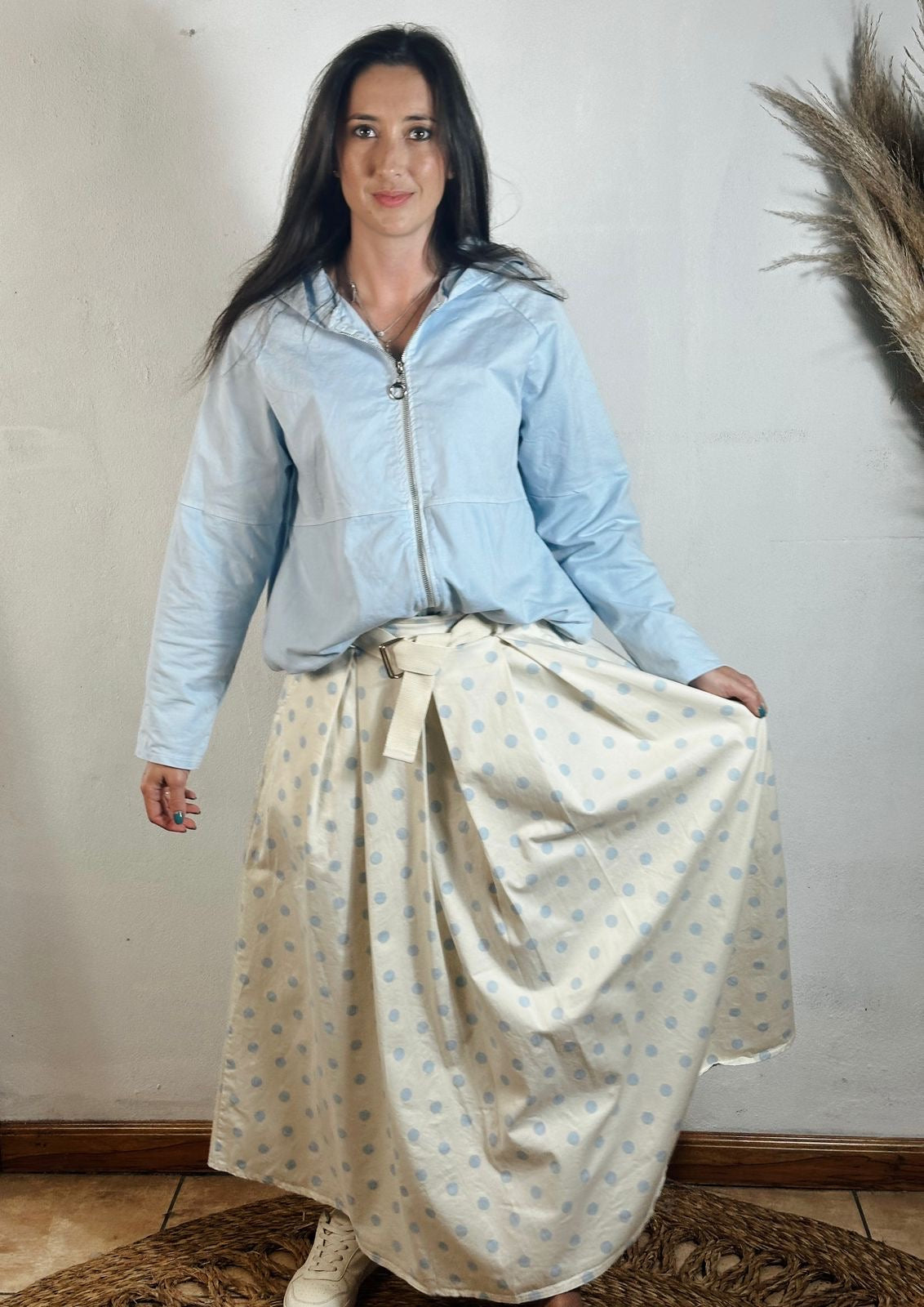 Mandy Polka Skirt Beige