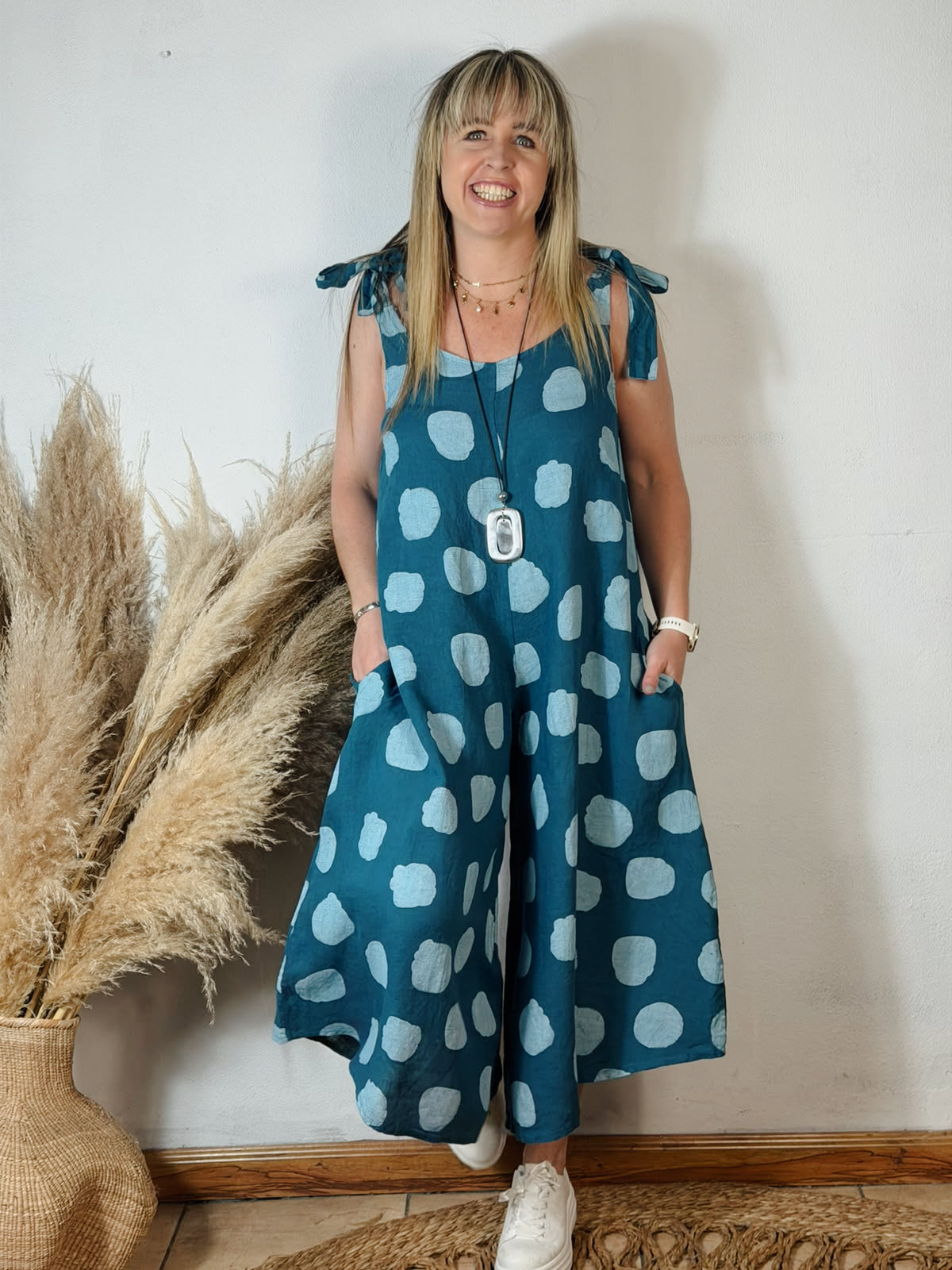 Polka Jumpsuit Teal