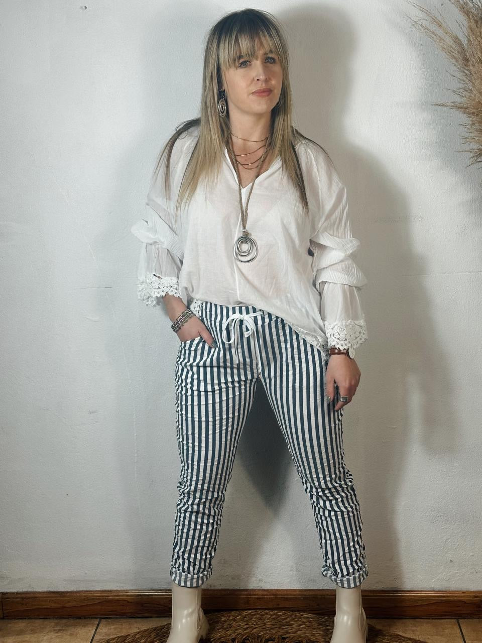 Stripe Magic Pants Blue
