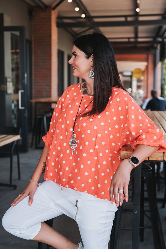 Polka Linen Top