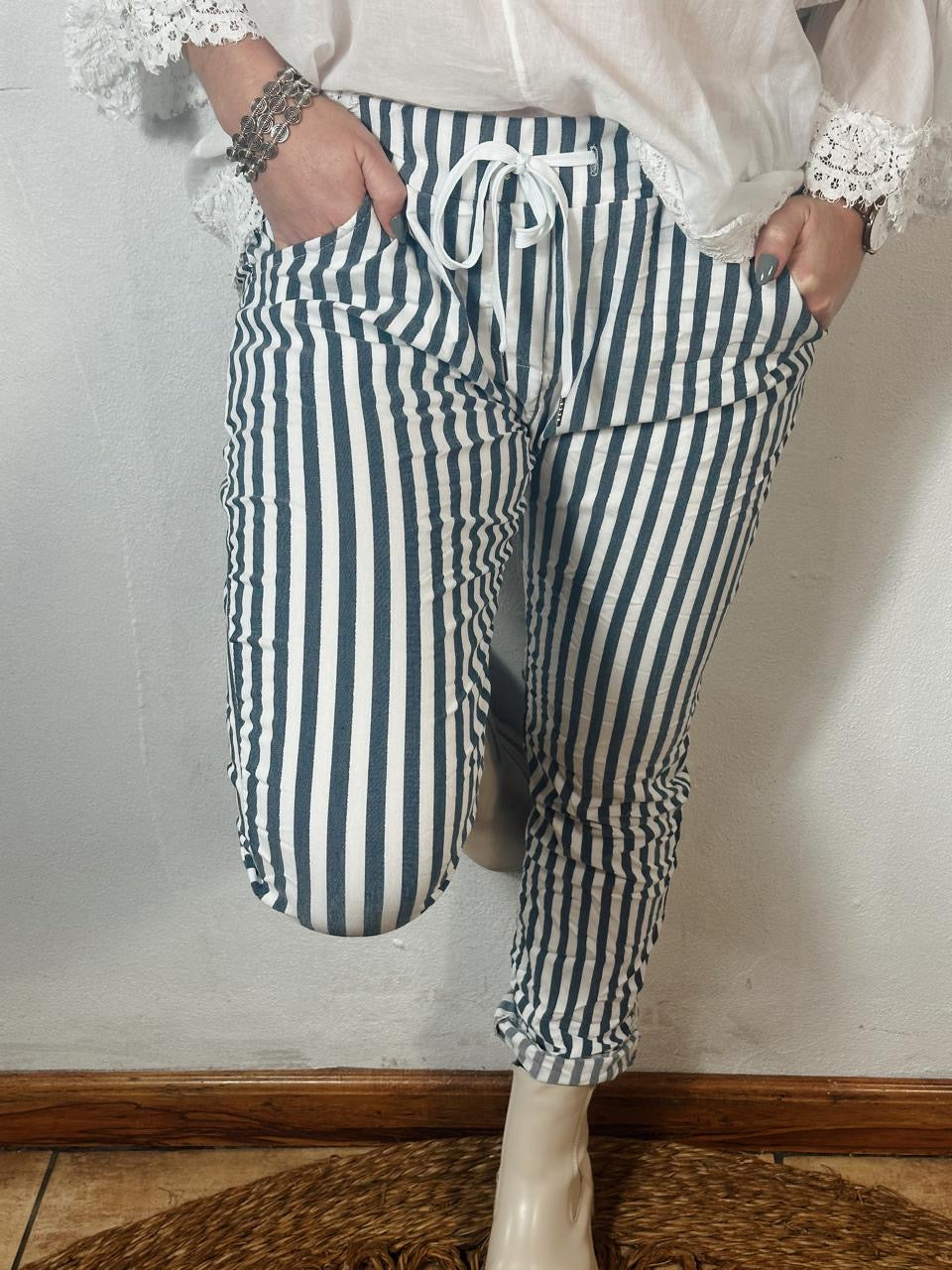 Stripe Magic Pants Blue