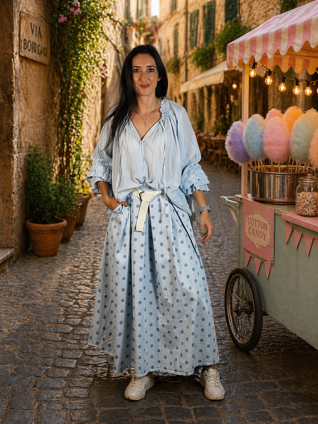 Mandy Polka Skirt Blue