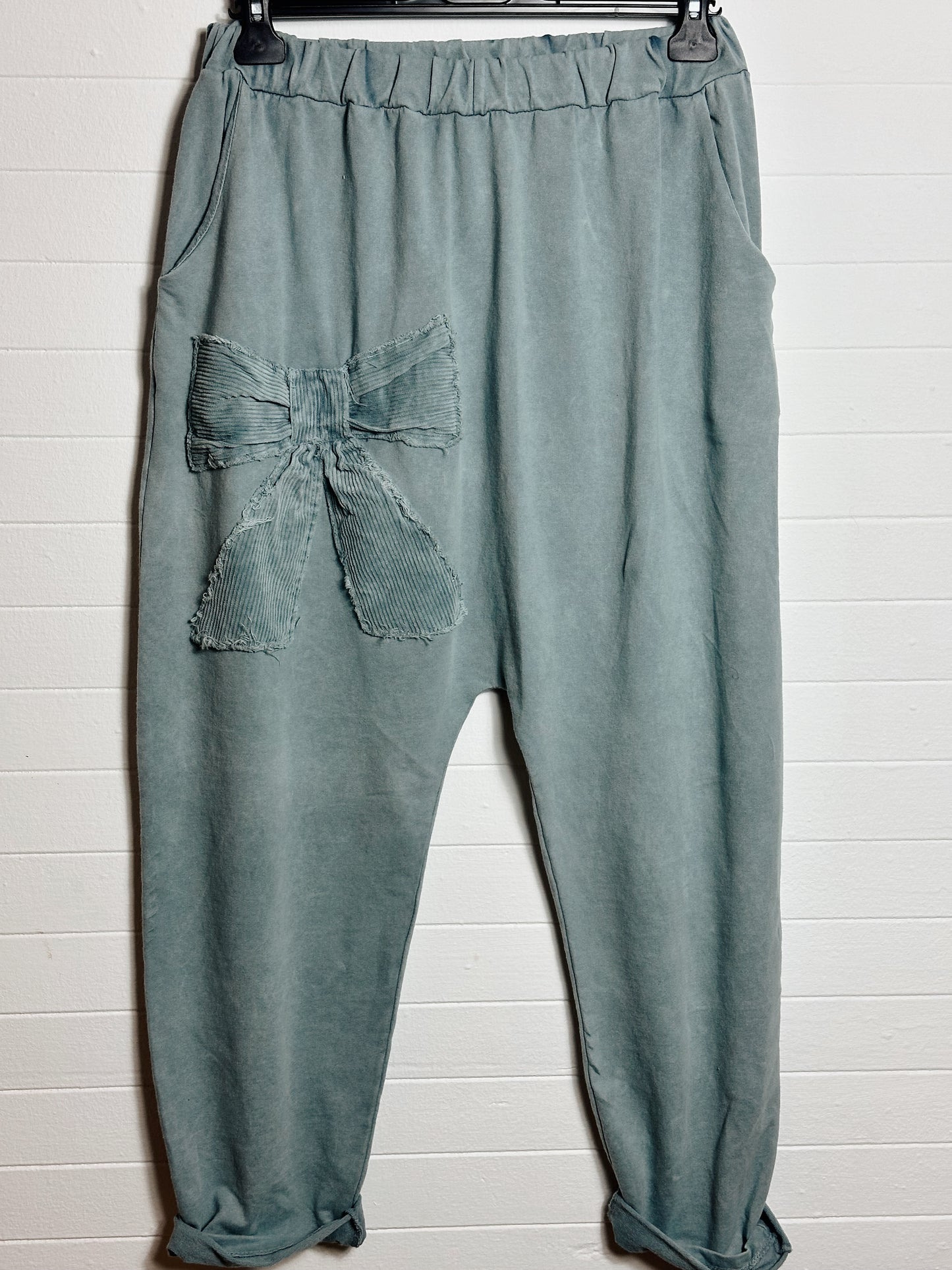 Bow corduroy tie pants