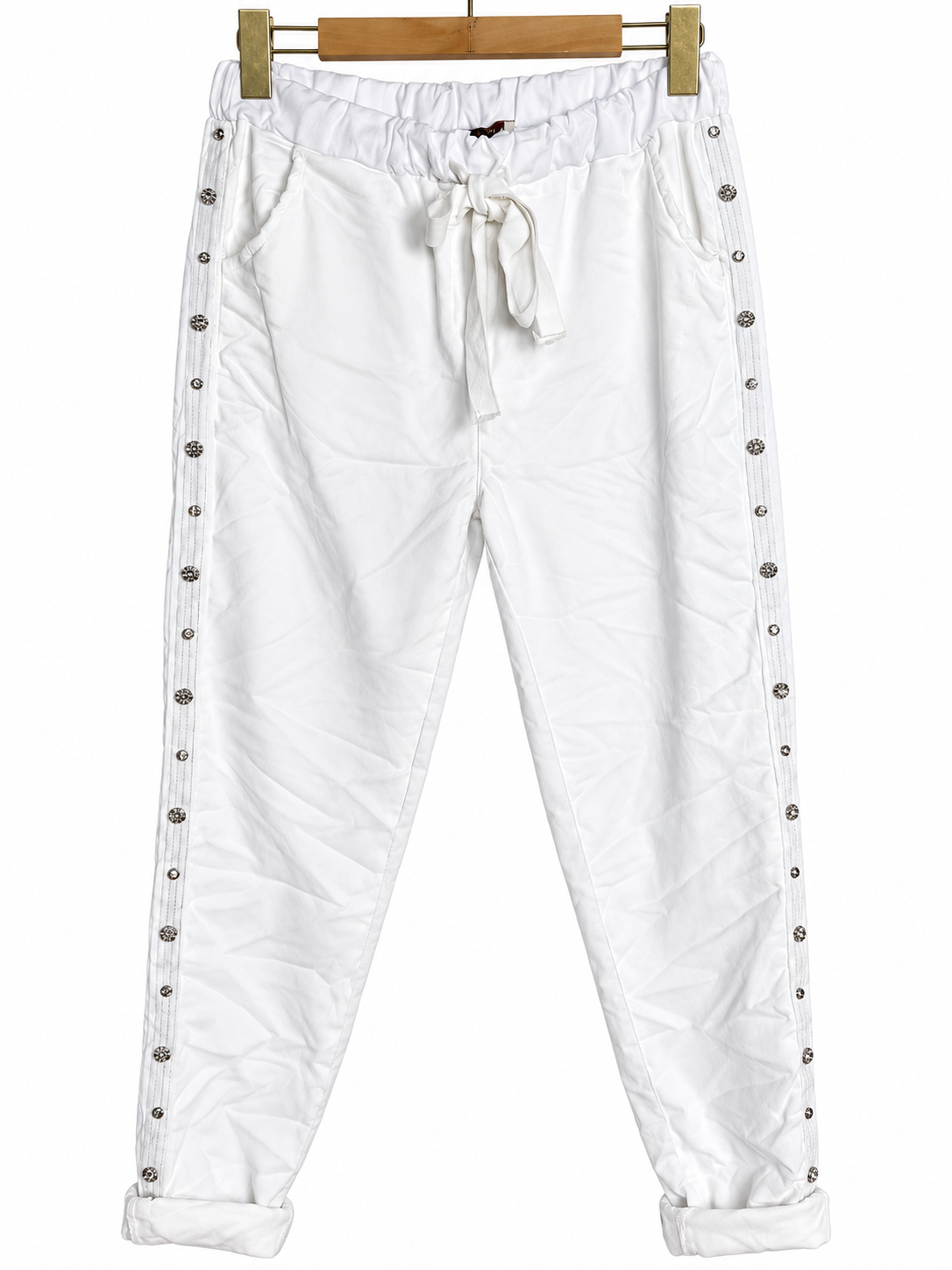 Studded Magic Pants White