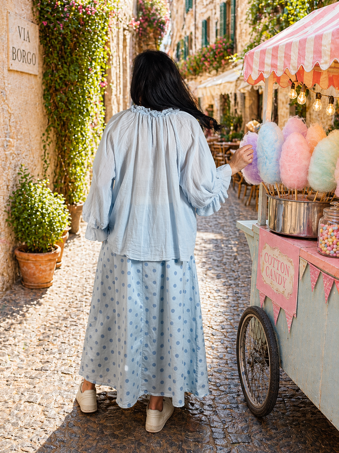 Mandy Polka Skirt Blue
