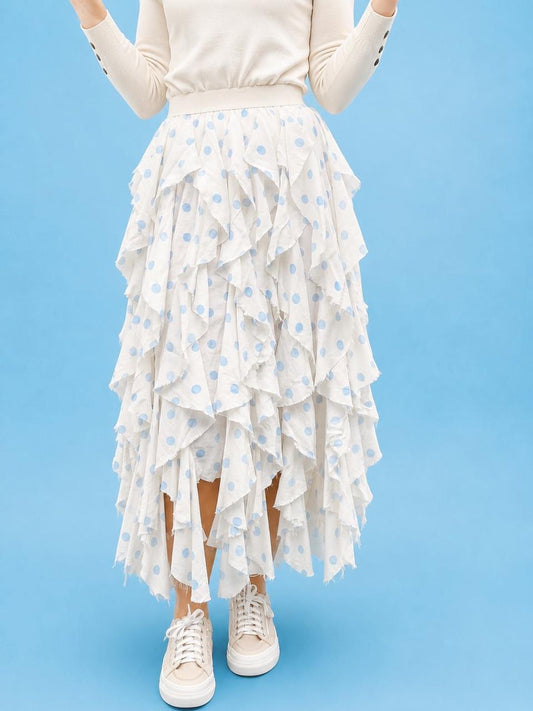 Funky Polka Skirt White