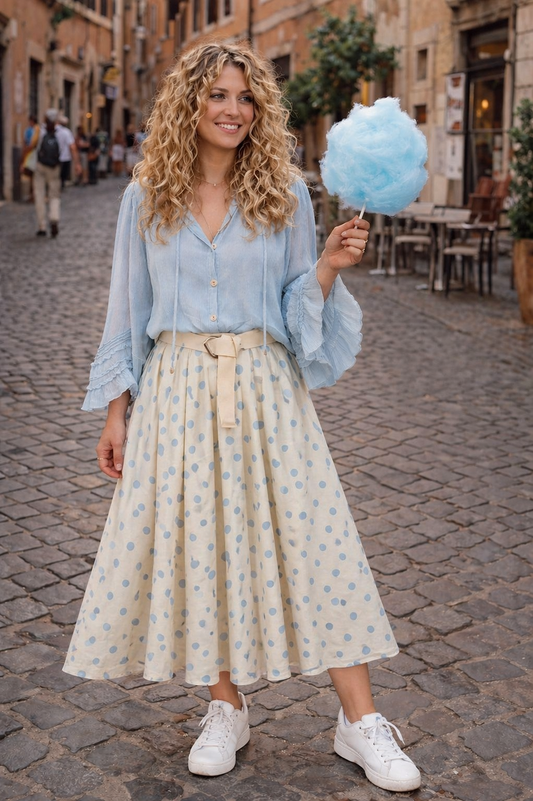 Mandy Polka Skirt Beige