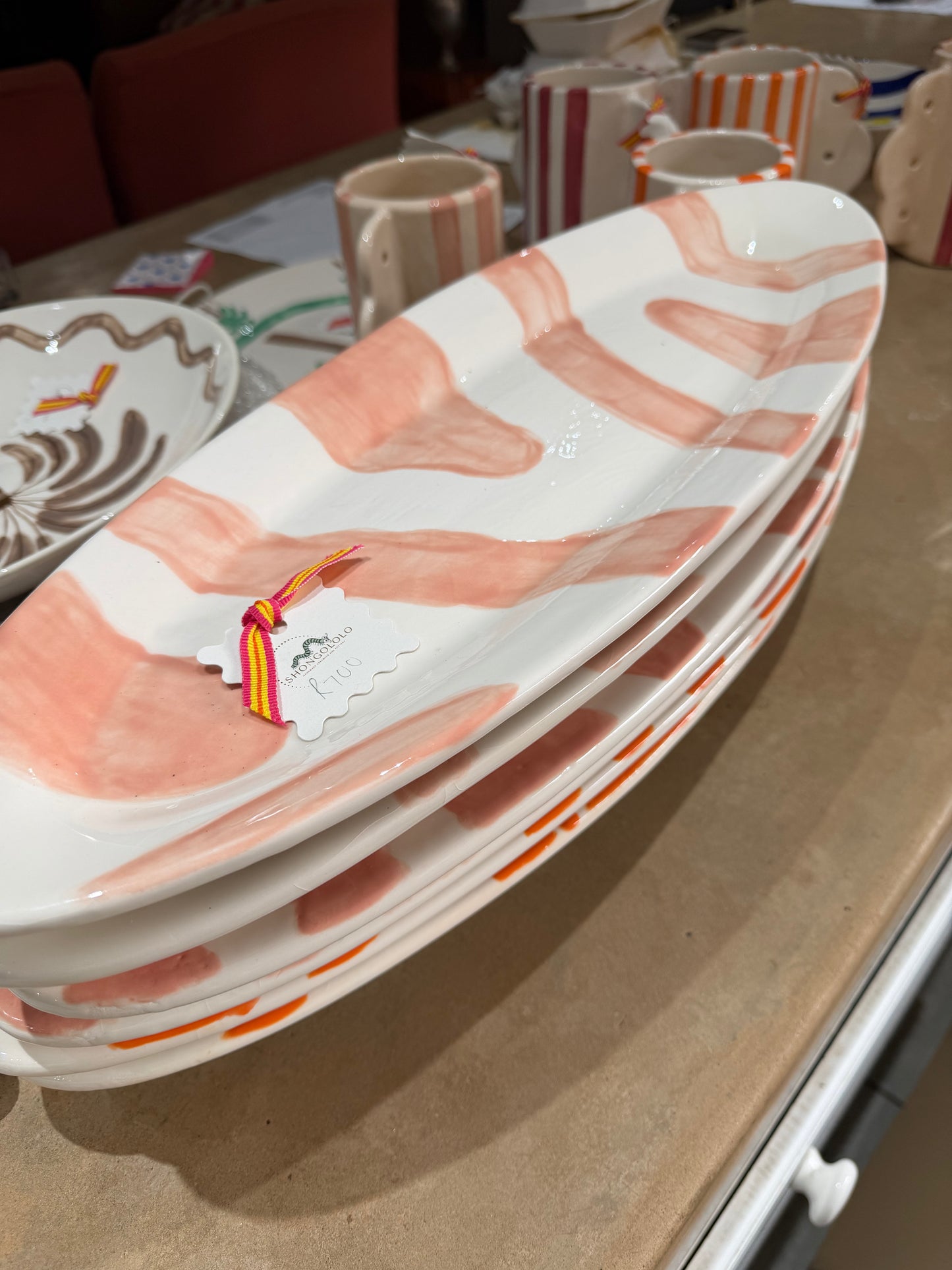 Zebra peach bowl
