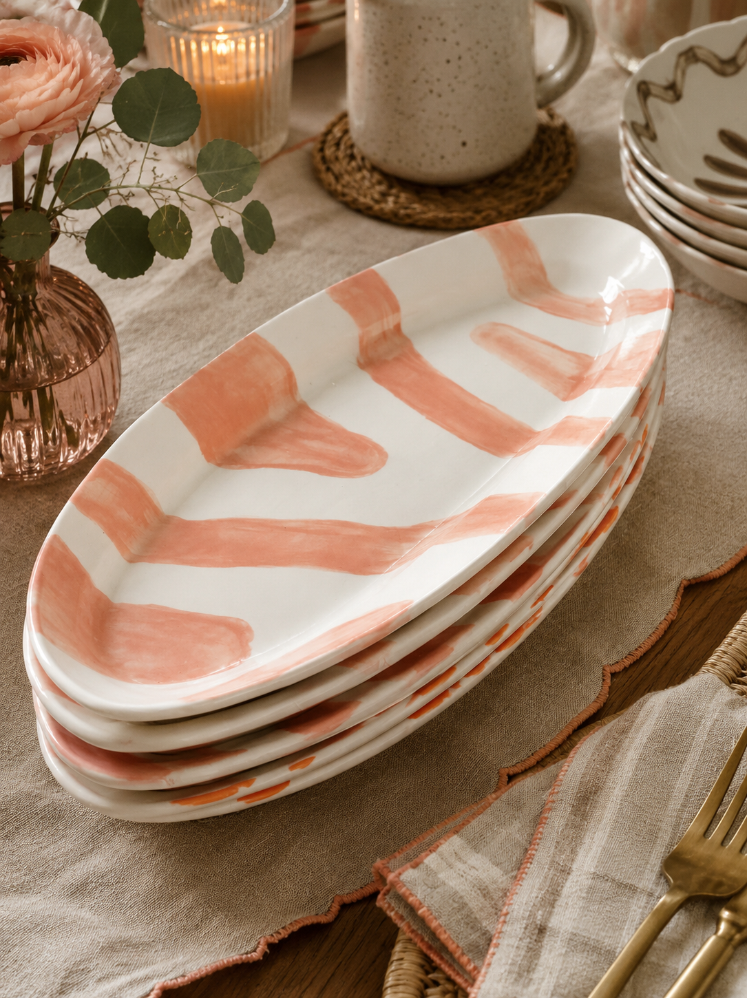 Zebra peach bowl