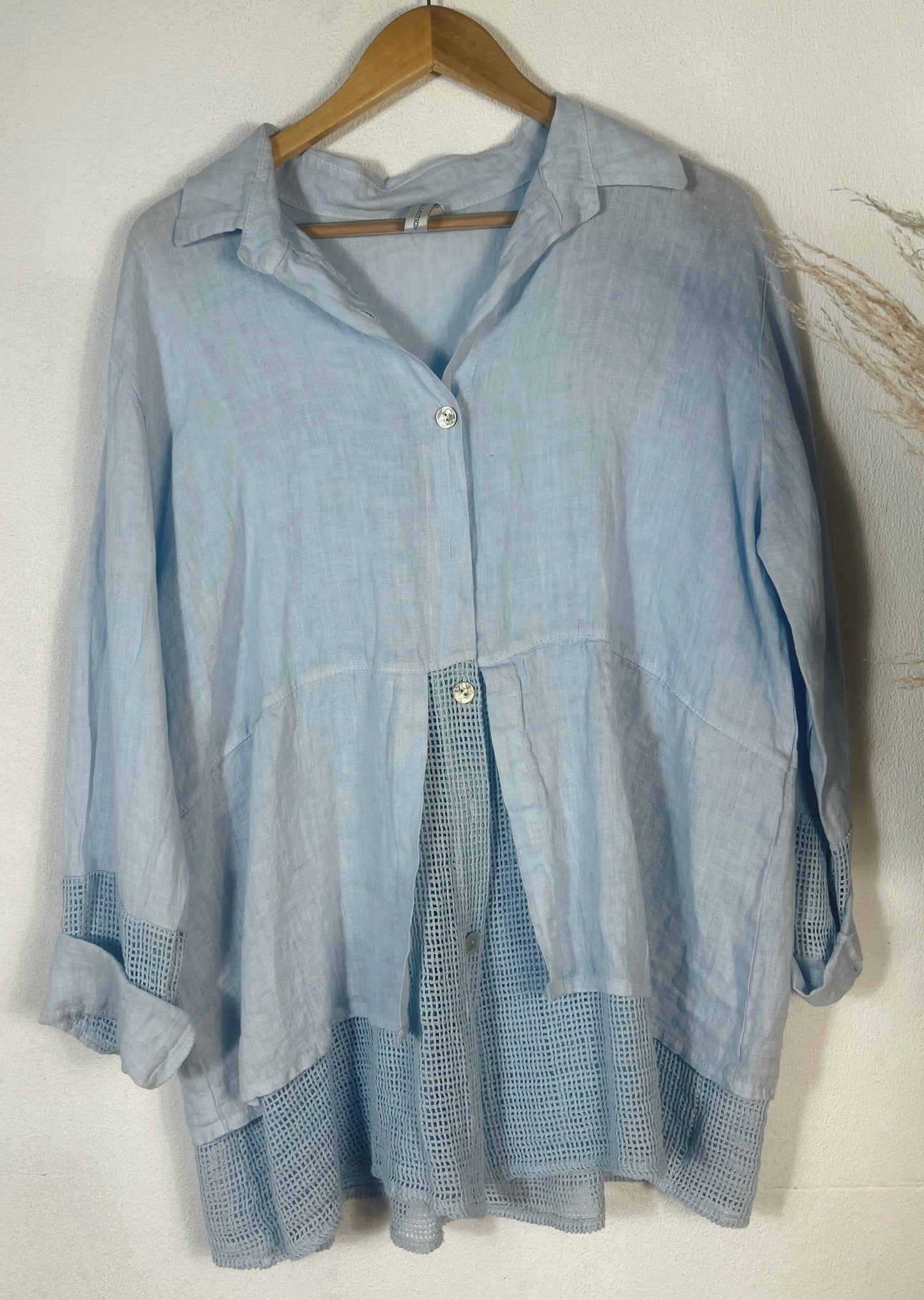 Michelle Linen Top Blue